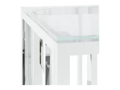 Mesa de centro | Mesa de apoio | Mesa de café 110x45x45 cm aço inoxidável e vidro Prateado
