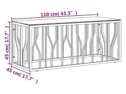 Mesa de centro | Mesa de apoio | Mesa de café 110x45x45 cm aço inoxidável e vidro Prateado