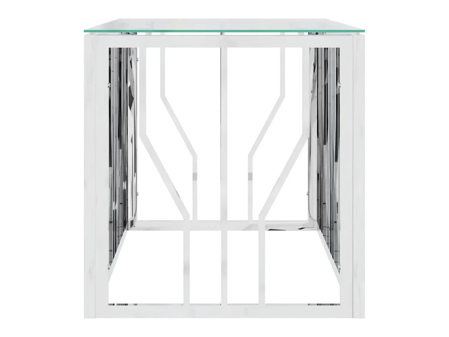 Mesa de centro | Mesa de apoio | Mesa de café 110x45x45 cm aço inoxidável e vidro Prateado