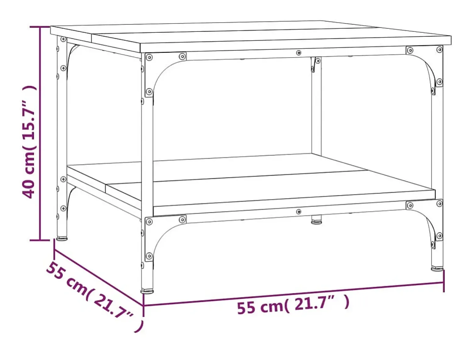 Mesa De Centro| Mesa de centro | Mesa de apoio 55x55x40 cm derivados de madeira Preto