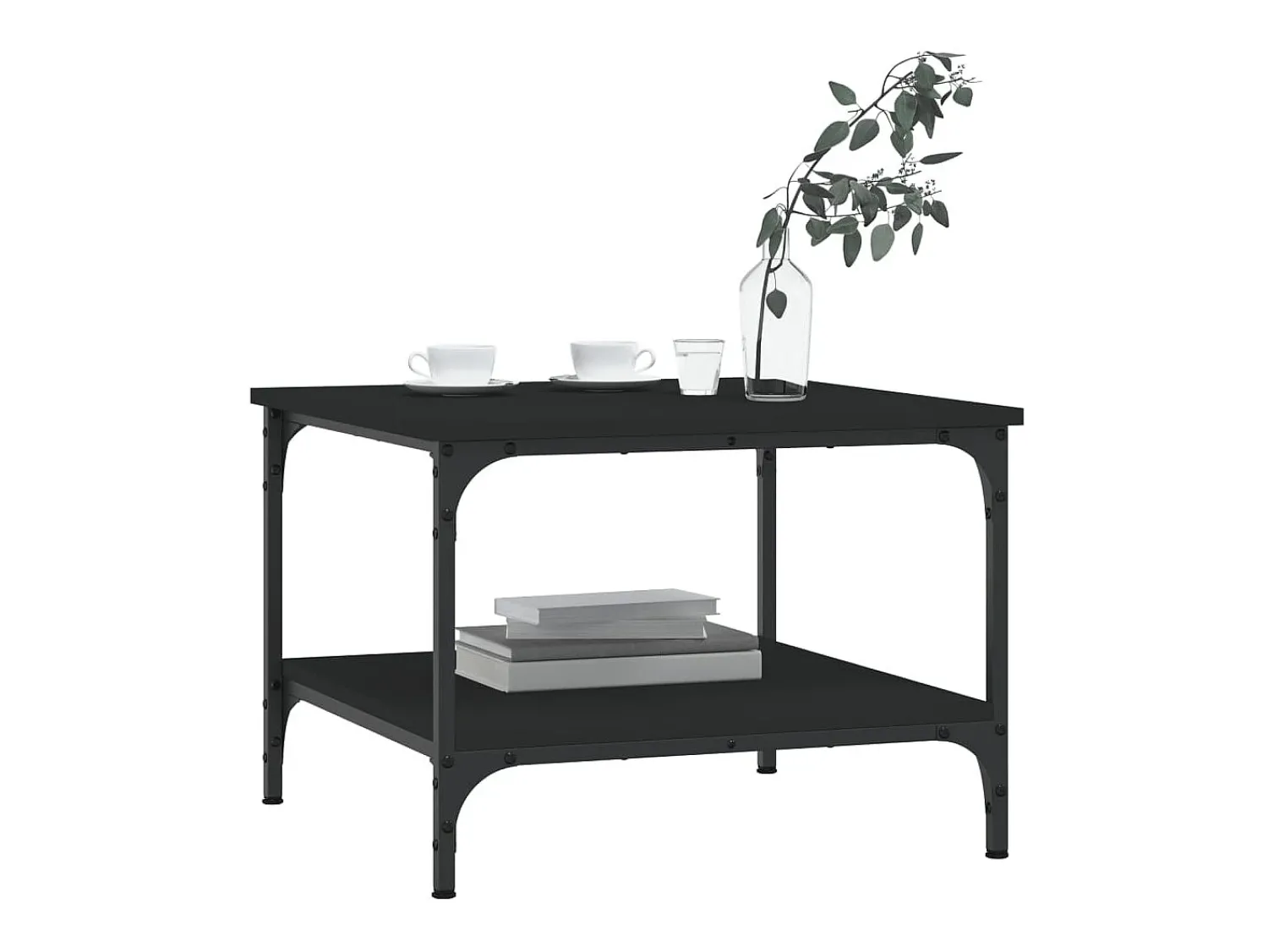 Mesa De Centro| Mesa de centro | Mesa de apoio 55x55x40 cm derivados de madeira Preto