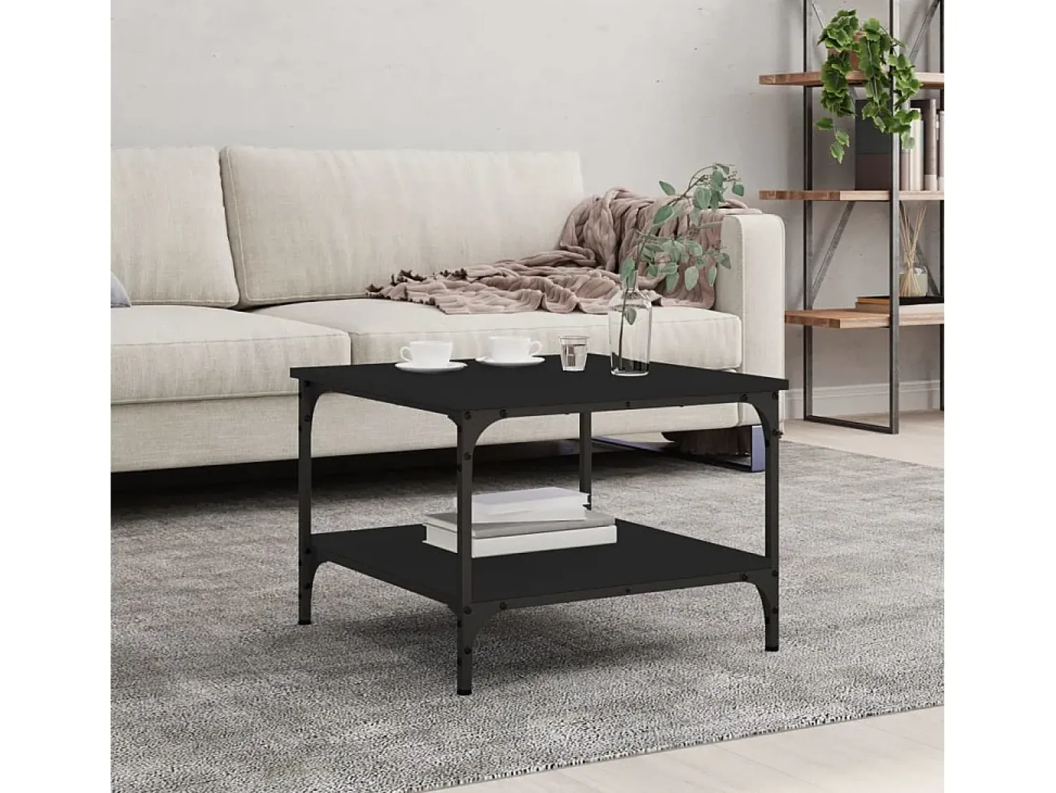Mesa De Centro| Mesa de centro | Mesa de apoio 55x55x40 cm derivados de madeira Preto