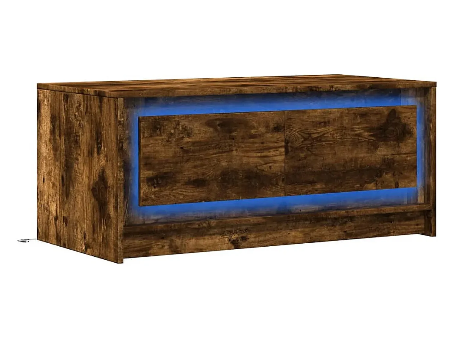 Mesa De Centro| Mesa de centro | Mesa de apoio c/ luzes LED derivados madeira carvalho fumado Castanho