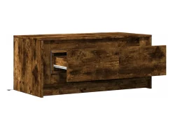 Mesa De Centro| Mesa de centro | Mesa de apoio c/ luzes LED derivados madeira carvalho fumado Castanho