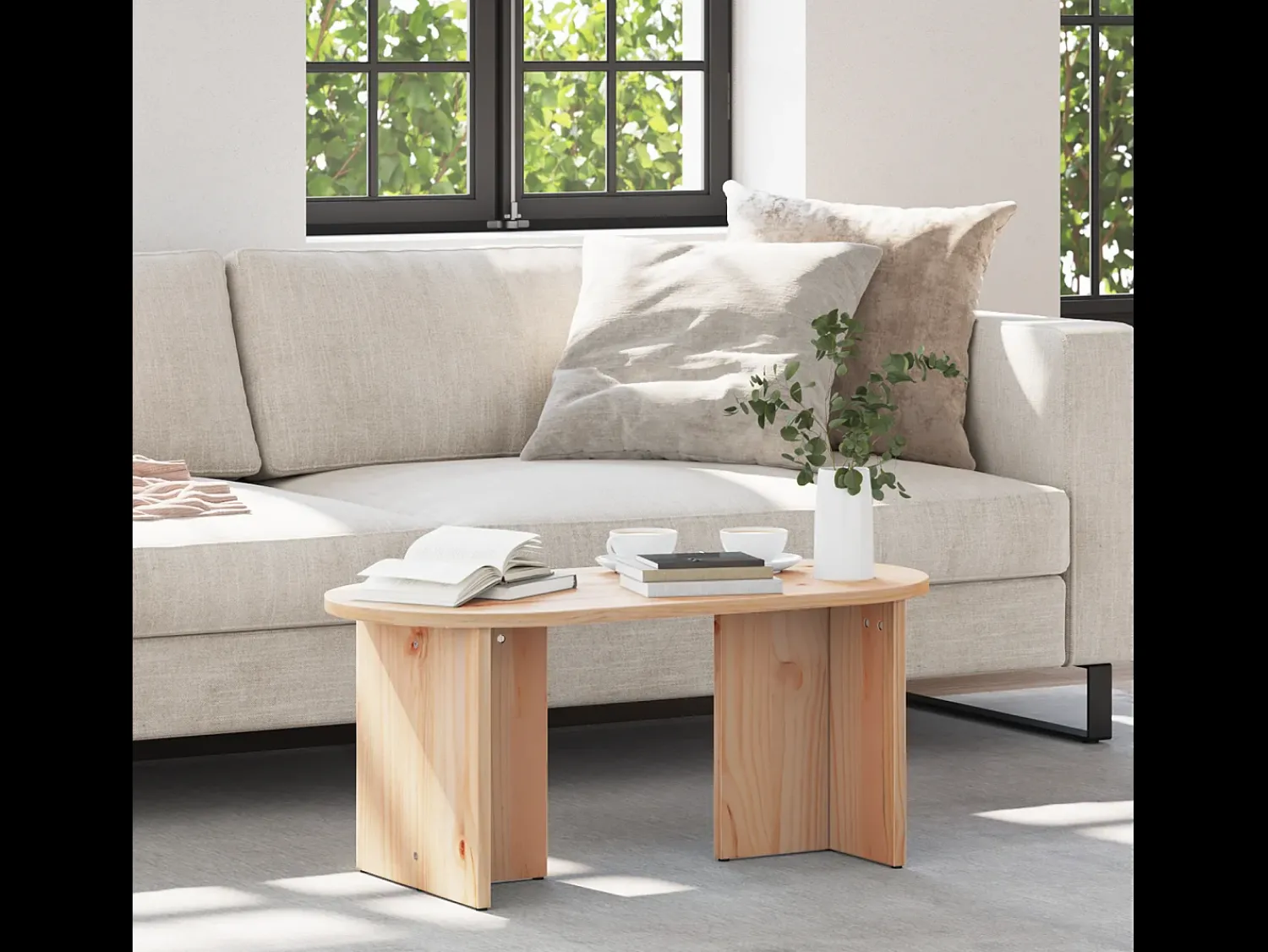 Mesa De Centro* Mesa de centro | Mesa de apoio Natural 80x39.5x35 cm Castanho
