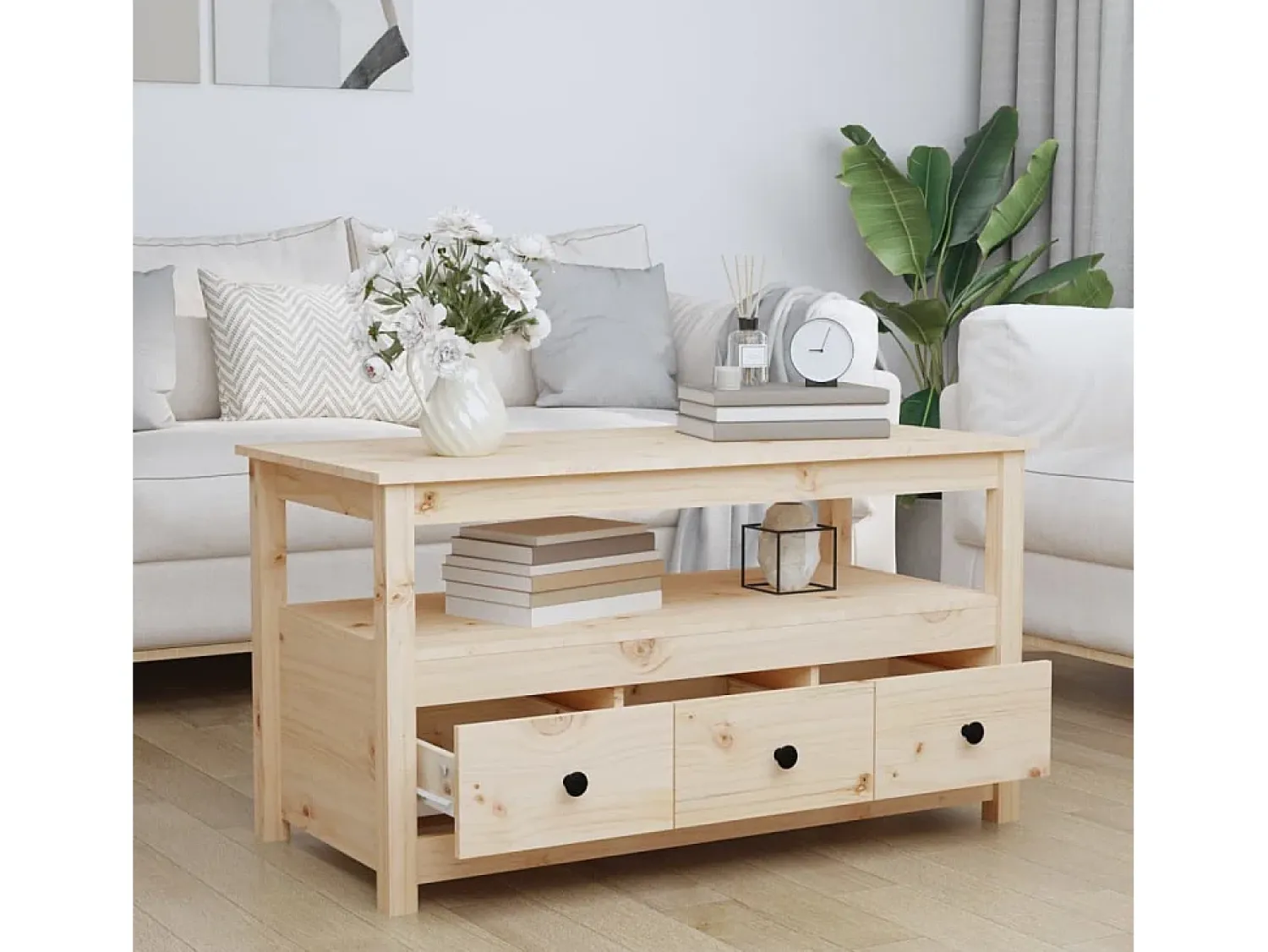 Mesa de centro | Mesa de apoio | Mesa de café 102x49x55 cm pinho maciço^ Mesa De Centro