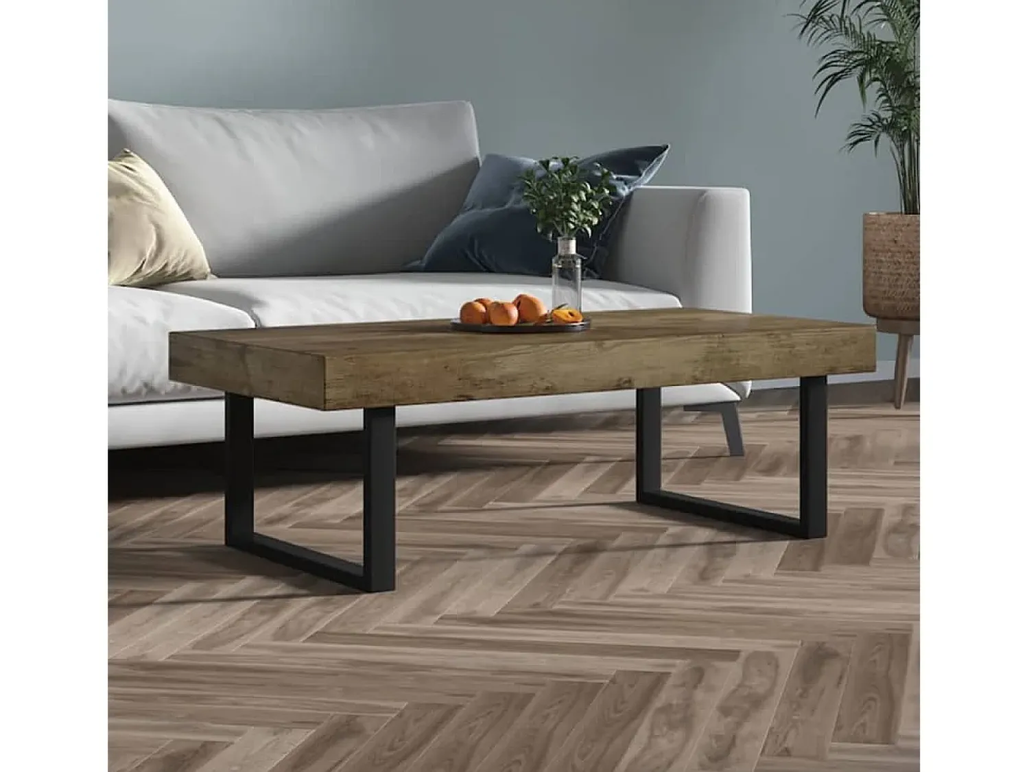 Mesa de centro | Mesa de apoio 120x60x40 cm MDF e ferro -escuro e preto^ Mesa De Centro