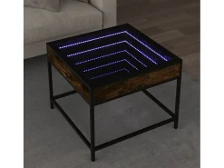 Outlet Mesa de centro | Mesa de apoio luzes LED Infinity 50x50x41 cm carvalho fumado Castanho