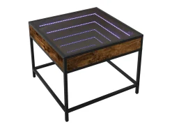 Outlet Mesa de centro | Mesa de apoio luzes LED Infinity 50x50x41 cm carvalho fumado Castanho