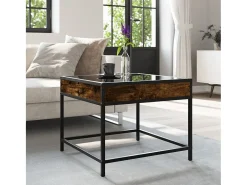 Outlet Mesa de centro | Mesa de apoio luzes LED Infinity 50x50x41 cm carvalho fumado Castanho