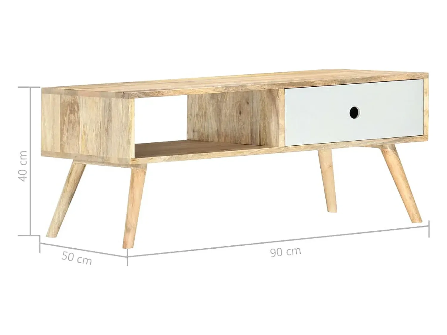 Mesa De Centro| Mesa de centro | Mesa de apoio | Mesa de café 90x50x40 cm madeira de mangueira maciça Castanho