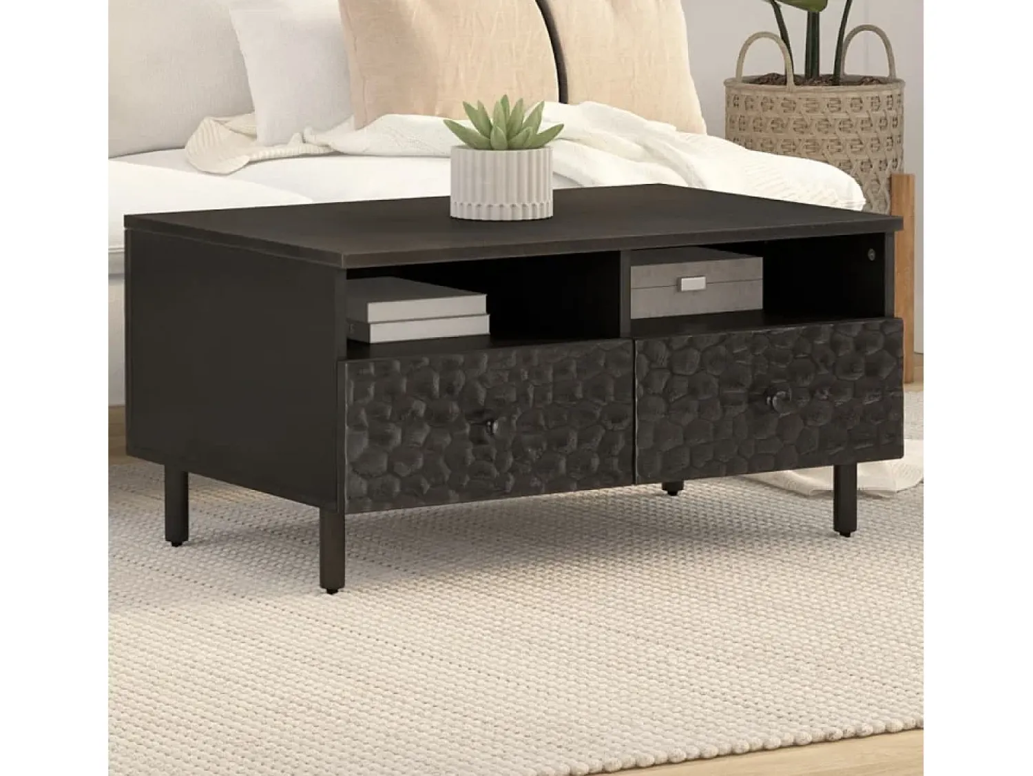 Sale Mesa de centro | Mesa de apoio 80x54x40 cm madeira de mangueira maciça Preto
