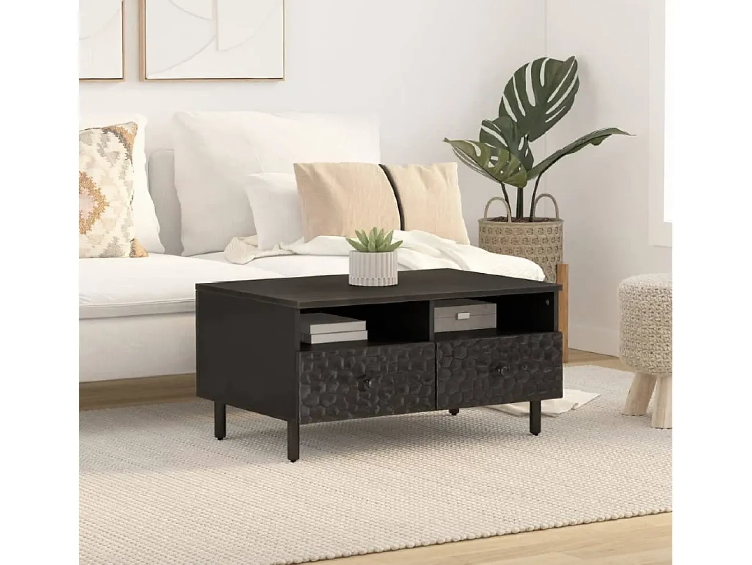 Sale Mesa de centro | Mesa de apoio 80x54x40 cm madeira de mangueira maciça Preto
