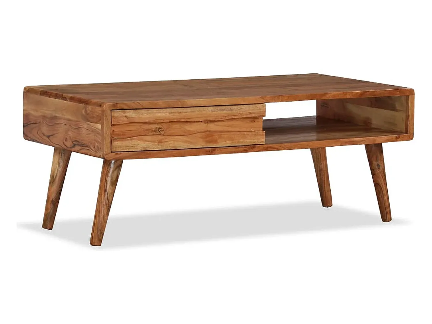 Mesa De Centro| Mesa de centro | Mesa de apoio madeira maciça com gaveta esculpida 100x50x40 cm Castanho