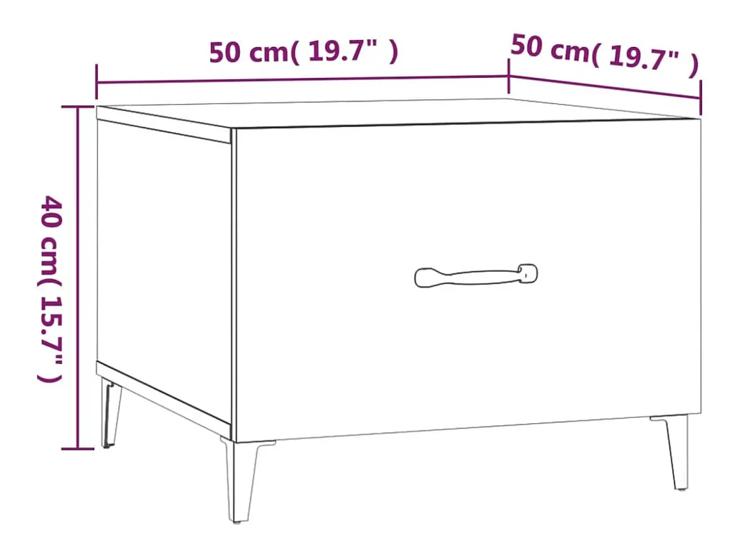 Mesa De Centro* Mesa de centro | Mesa de apoio | Mesa de café com pernas de metal 50x50x40 cm Carvalho Fumado Castanho