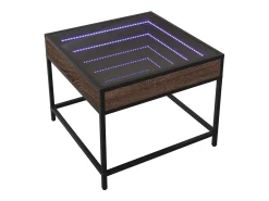 Discount Mesa de centro | Mesa de apoio luzes LED Infinity 50x50x41 cm carvalho Castanho