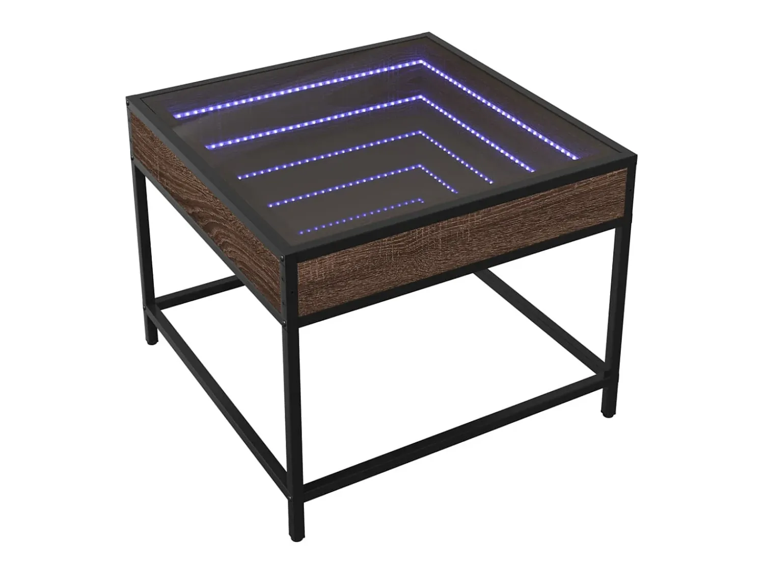 Discount Mesa de centro | Mesa de apoio luzes LED Infinity 50x50x41 cm carvalho Castanho