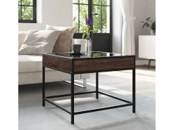 Discount Mesa de centro | Mesa de apoio luzes LED Infinity 50x50x41 cm carvalho Castanho
