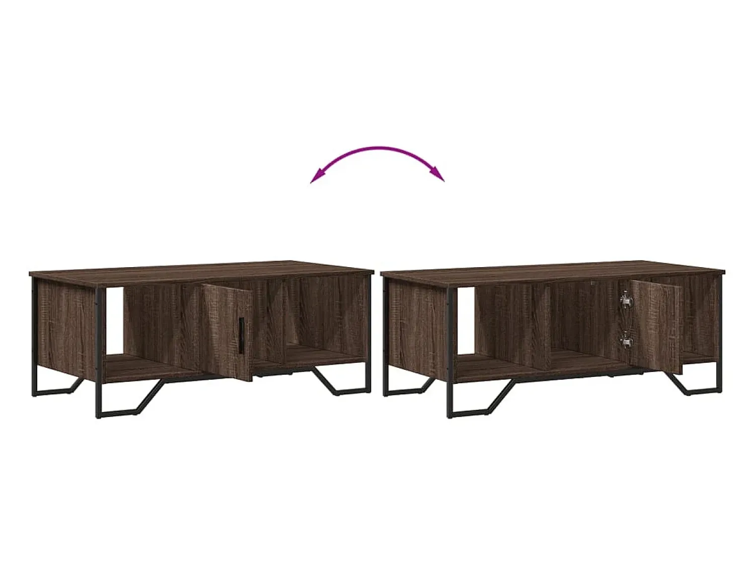 Mesa De Centro* Mesa de centro | Mesa de apoio 100x51x40 cm derivados madeira carvalho Castanho
