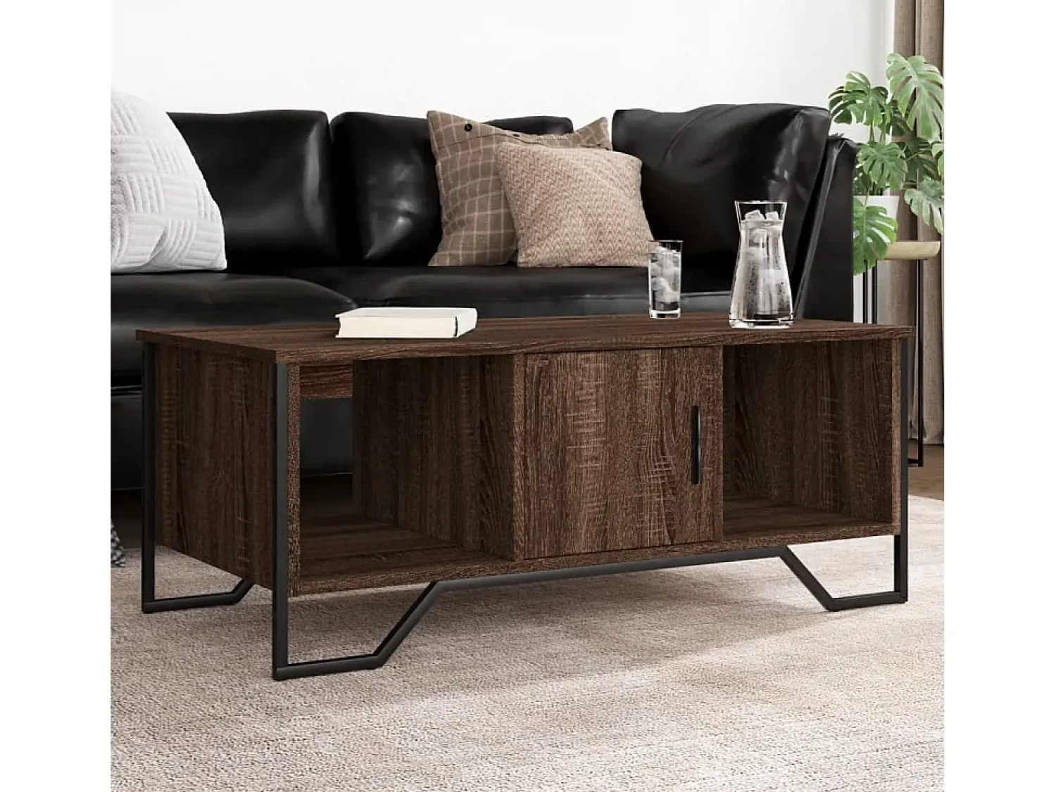 Mesa De Centro* Mesa de centro | Mesa de apoio 100x51x40 cm derivados madeira carvalho Castanho