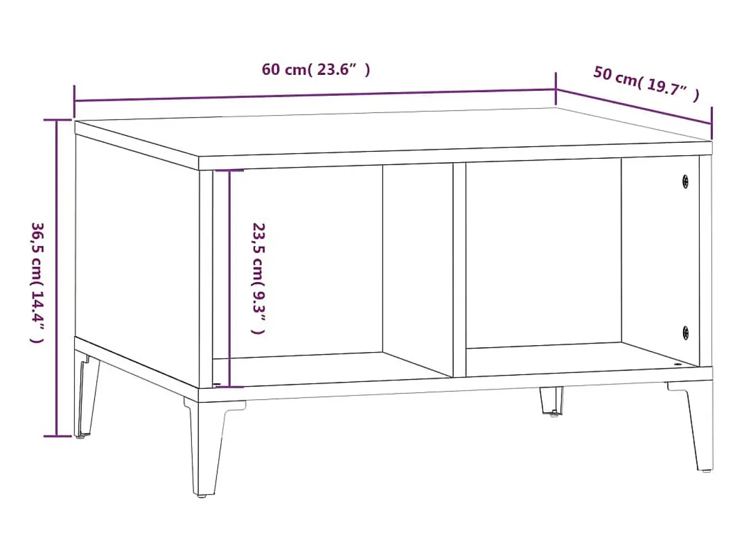 Mesa de centro | Mesa de apoio 60x50x36.5 cm derivados de madeira^ Mesa De Centro