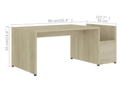 Mesa De Centro* Mesa de centro | Mesa de apoio 90x45x35 cm derivados de madeira carvalho sonoma Castanho