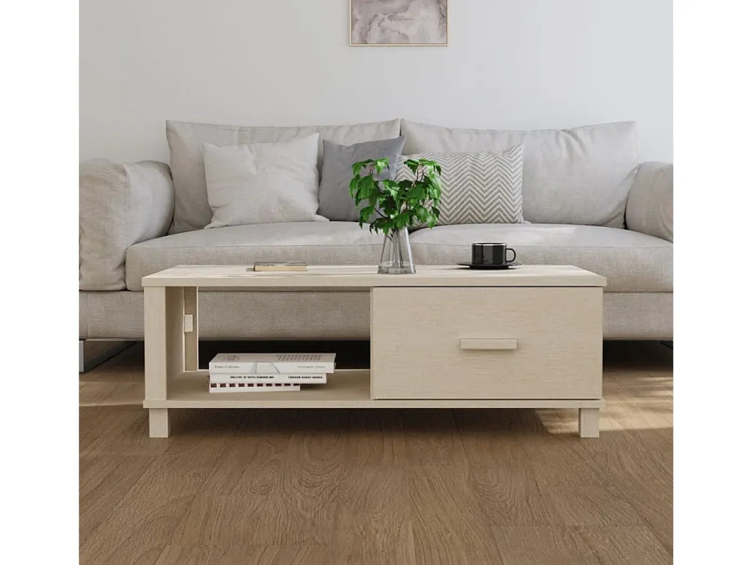 Mesa De Centro* Mesa de centro | Mesa de apoio HAMAR 100x55x35 cm pinho maciço -mel Castanho