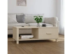 Mesa De Centro* Mesa de centro | Mesa de apoio HAMAR 100x55x35 cm pinho maciço -mel Castanho