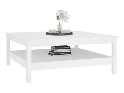 Mesa De Centro* Mesa de centro | Mesa de apoio branca 100x100x40 cm madeira maciça pinho Branco