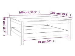 Mesa De Centro* Mesa de centro | Mesa de apoio branca 100x100x40 cm madeira maciça pinho Branco