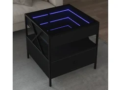 Mesa De Centro* Mesa de centro | Mesa de apoio c/ luzes LED Infinity 50x50x51 cm Preto