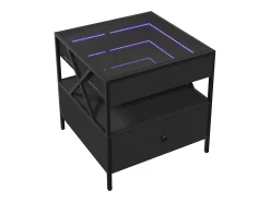 Mesa De Centro* Mesa de centro | Mesa de apoio c/ luzes LED Infinity 50x50x51 cm Preto