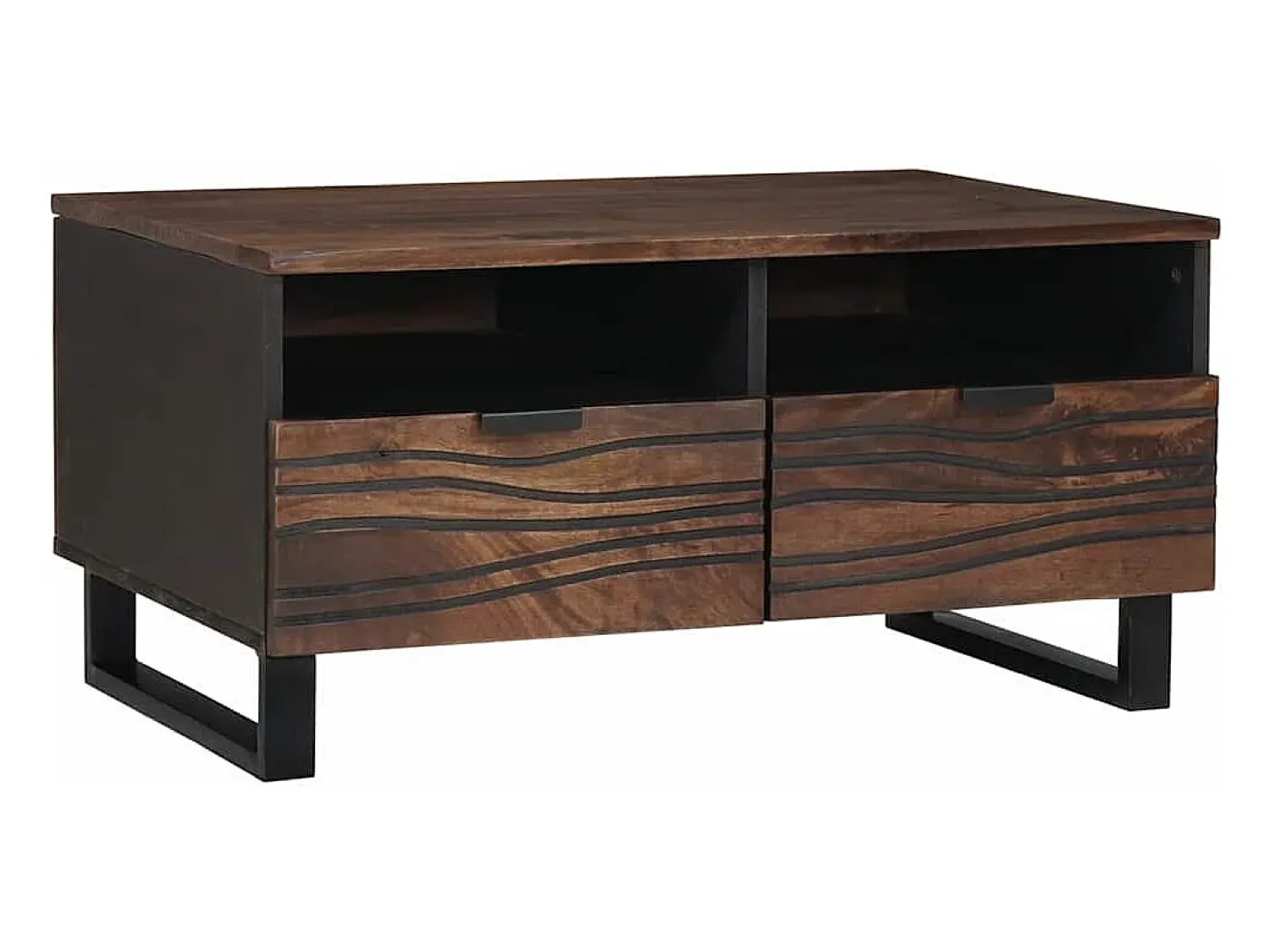 Mesa De Centro| Mesa de centro | Mesa de apoio | Mesa de café com gaveta Marrom e Preto 80x54x40 cm Castanho