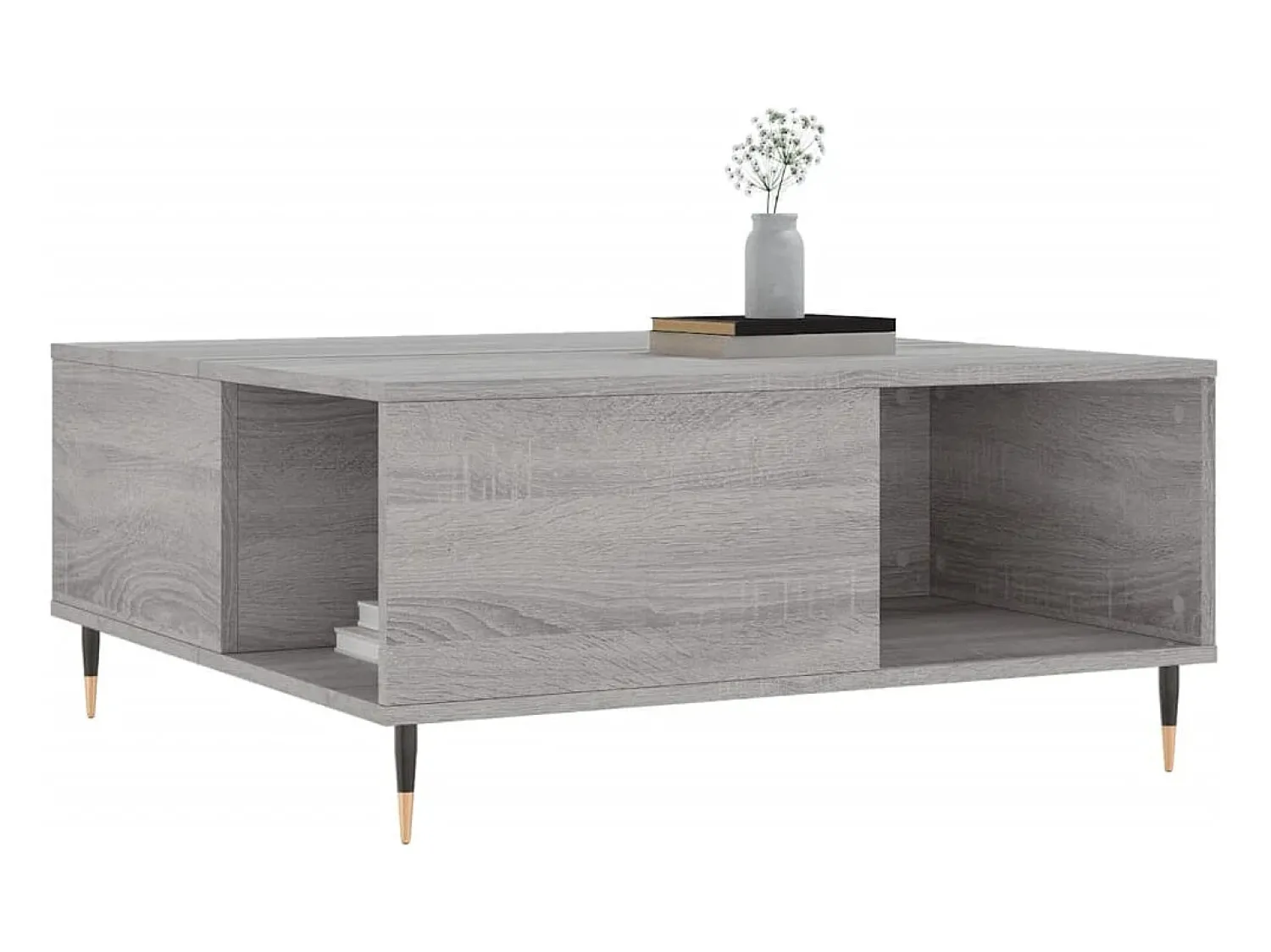 Mesa De Centro| Mesa de centro | Mesa de apoio 80x80x36.5 cm derivados madeira sonoma Cinzento