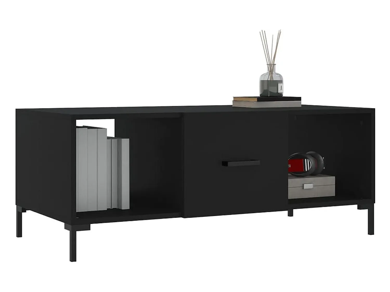 Mesa De Centro| Mesa de centro | Mesa de apoio 102x50x40 cm madeira processada Preto