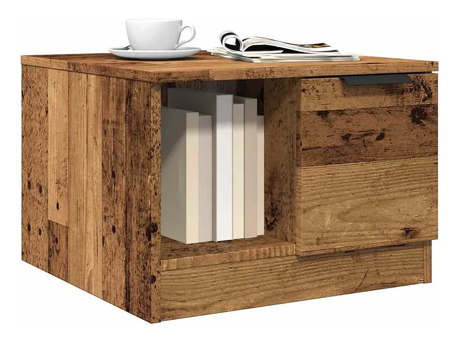 Discount Mesa de centro | Mesa de apoio | Mesa de café 50x50x36 cm derivados de madeira madeira velha Castanho