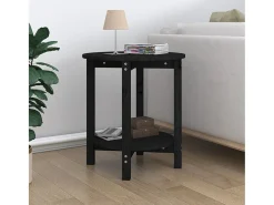 Mesa De Centro* Mesa de centro | Mesa de apoio Ø 55x60 cm madeira de pinho maciça Preto