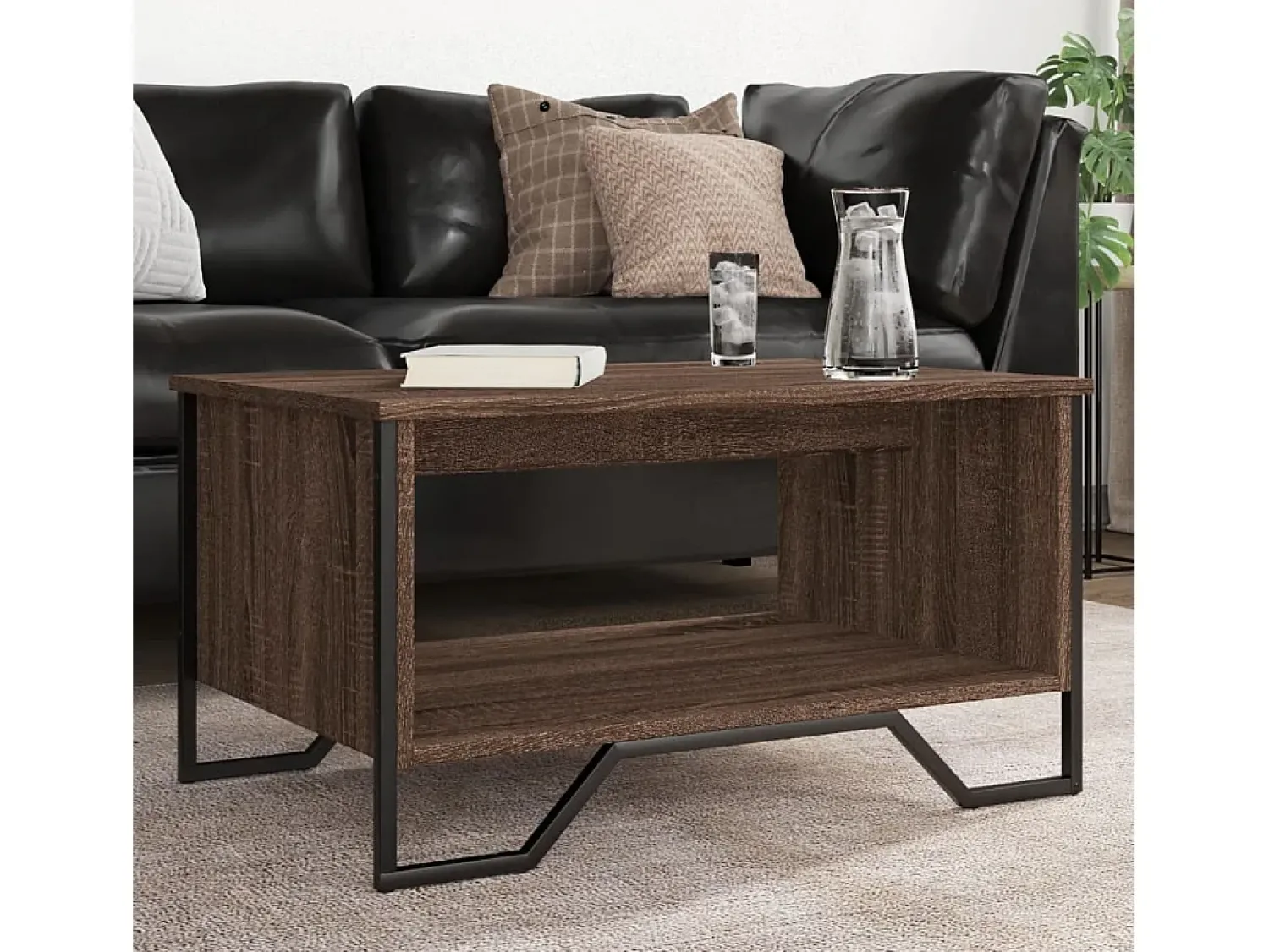 Mesa De Centro| Mesa de centro | Mesa de apoio 75x51x40 cm derivados madeira carvalho Castanho