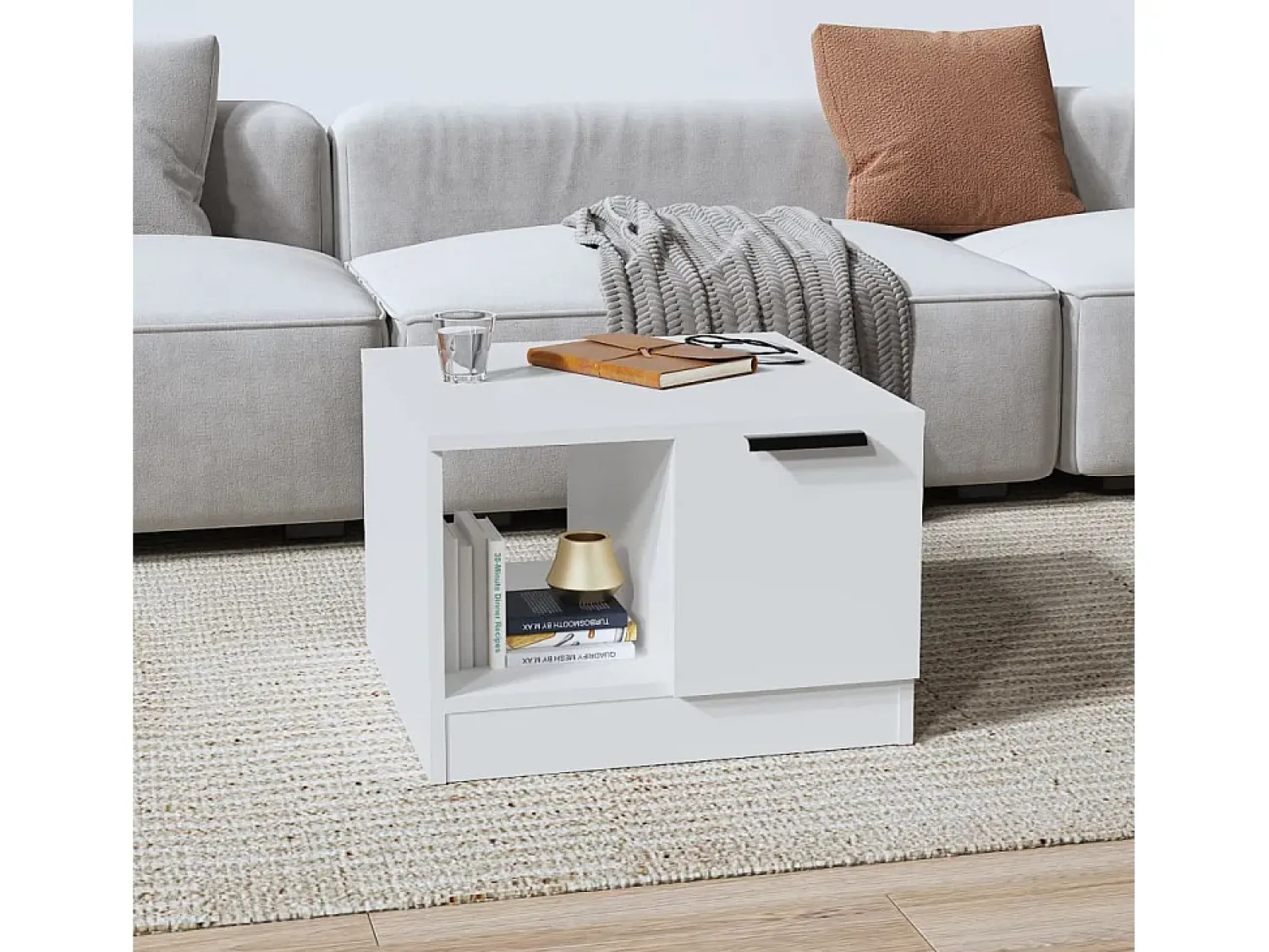 Mesa De Centro| Mesa de centro | Mesa de apoio 50x50x36 cm derivados de madeira Branco