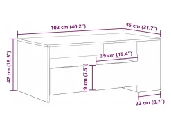 Mesa de centro | Mesa de apoio carvalho artisiano 102x55x43.5 cm^ Mesa De Centro