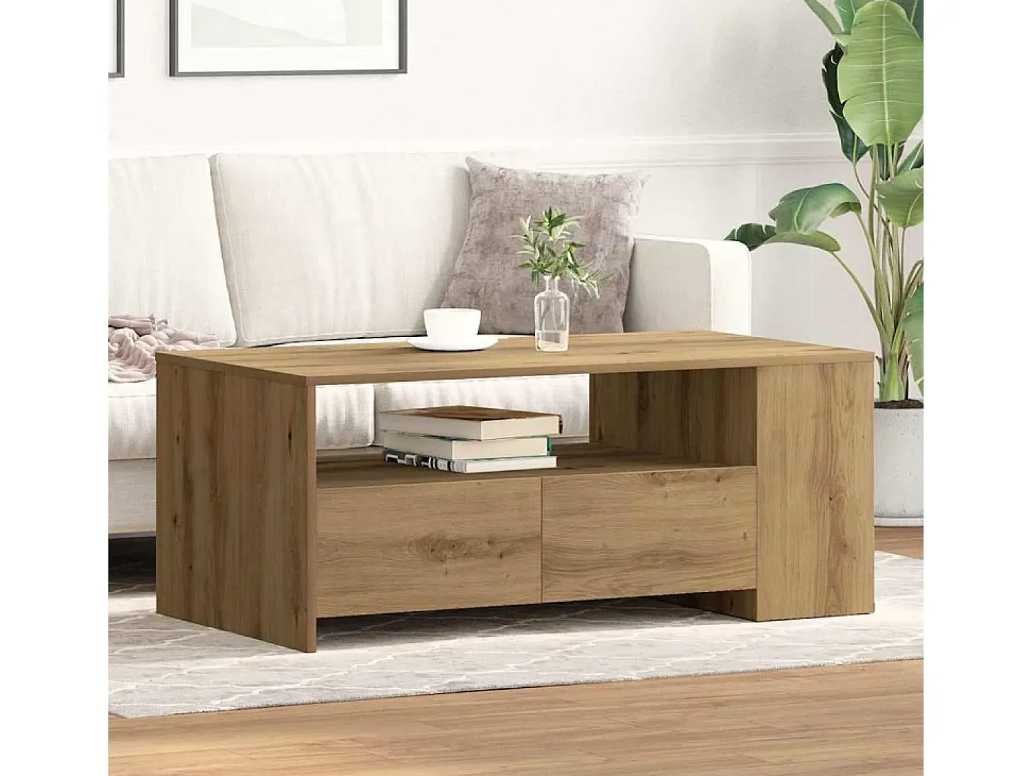 Mesa de centro | Mesa de apoio carvalho artisiano 102x55x43.5 cm^ Mesa De Centro