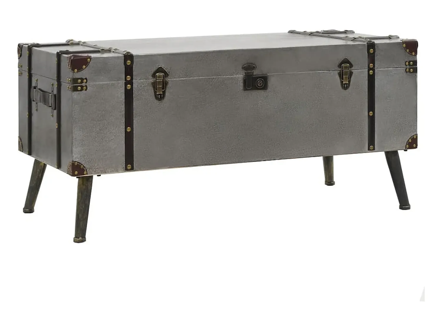 Mesa De Centro| Mesa de centro | Mesa de apoio em MDF e alumínio 102x51x47.5 cm Prateado