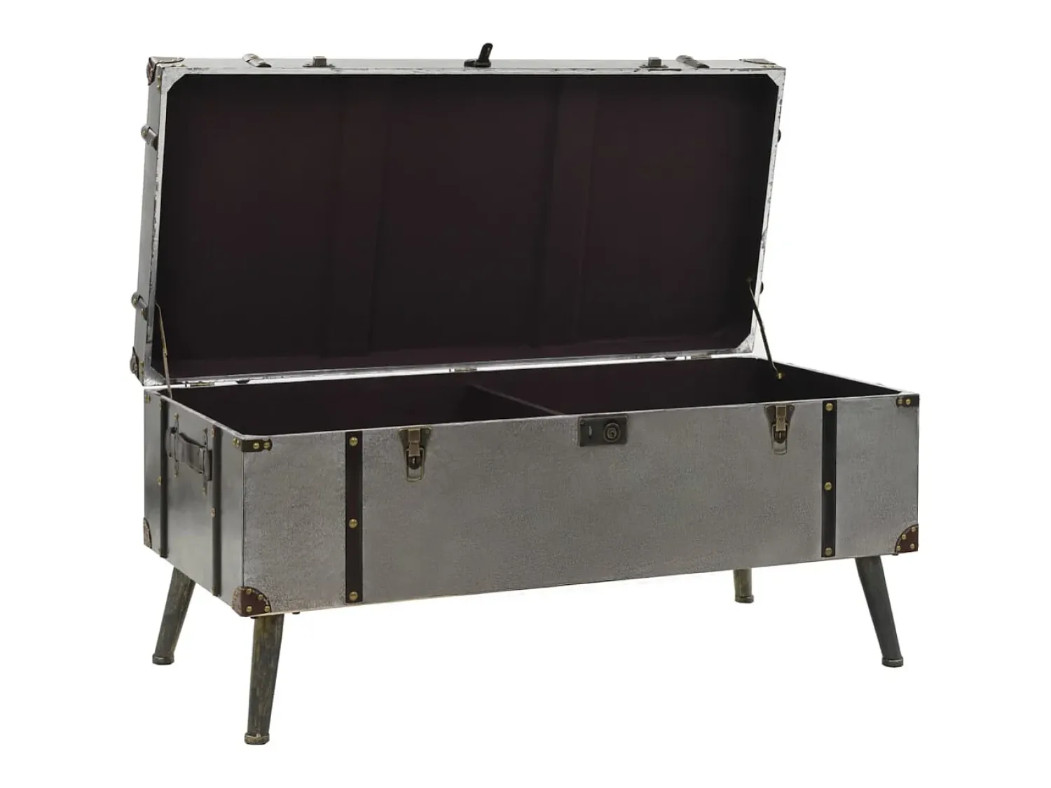 Mesa De Centro| Mesa de centro | Mesa de apoio em MDF e alumínio 102x51x47.5 cm Prateado