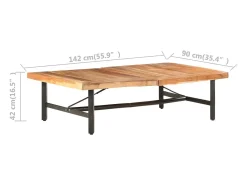 Best Mesa de centro | Mesa de apoio | Mesa de café 142x90x42 cm madeira de acácia maciça Castanho