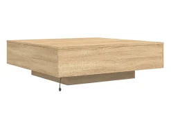 Mesa De Centro| Mesa de centro | Mesa de apoio com luzes LED 100x100x31 cm carvalho sonoma Castanho