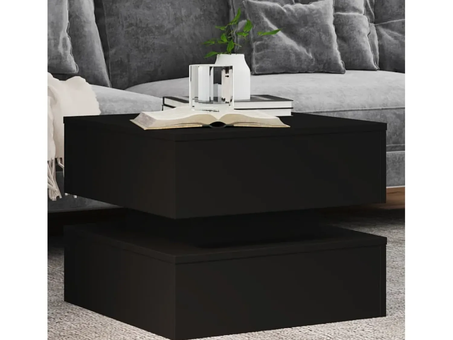 Mesa De Centro* Mesa de centro | Mesa de apoio com luzes LED 50x50x40 cm Preto