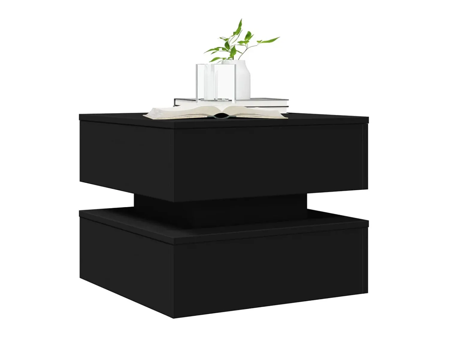 Mesa De Centro* Mesa de centro | Mesa de apoio com luzes LED 50x50x40 cm Preto