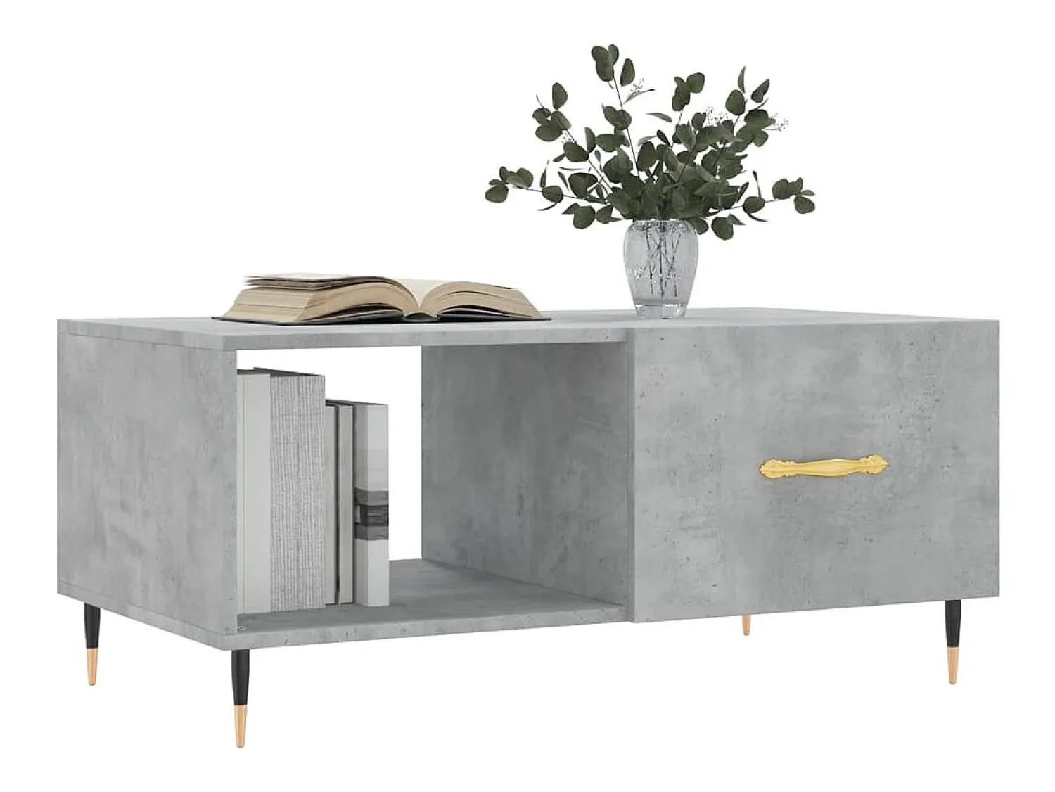 Best Mesa de centro | Mesa de apoio 90x50x40 madeira processada cinza cimento Cinzento