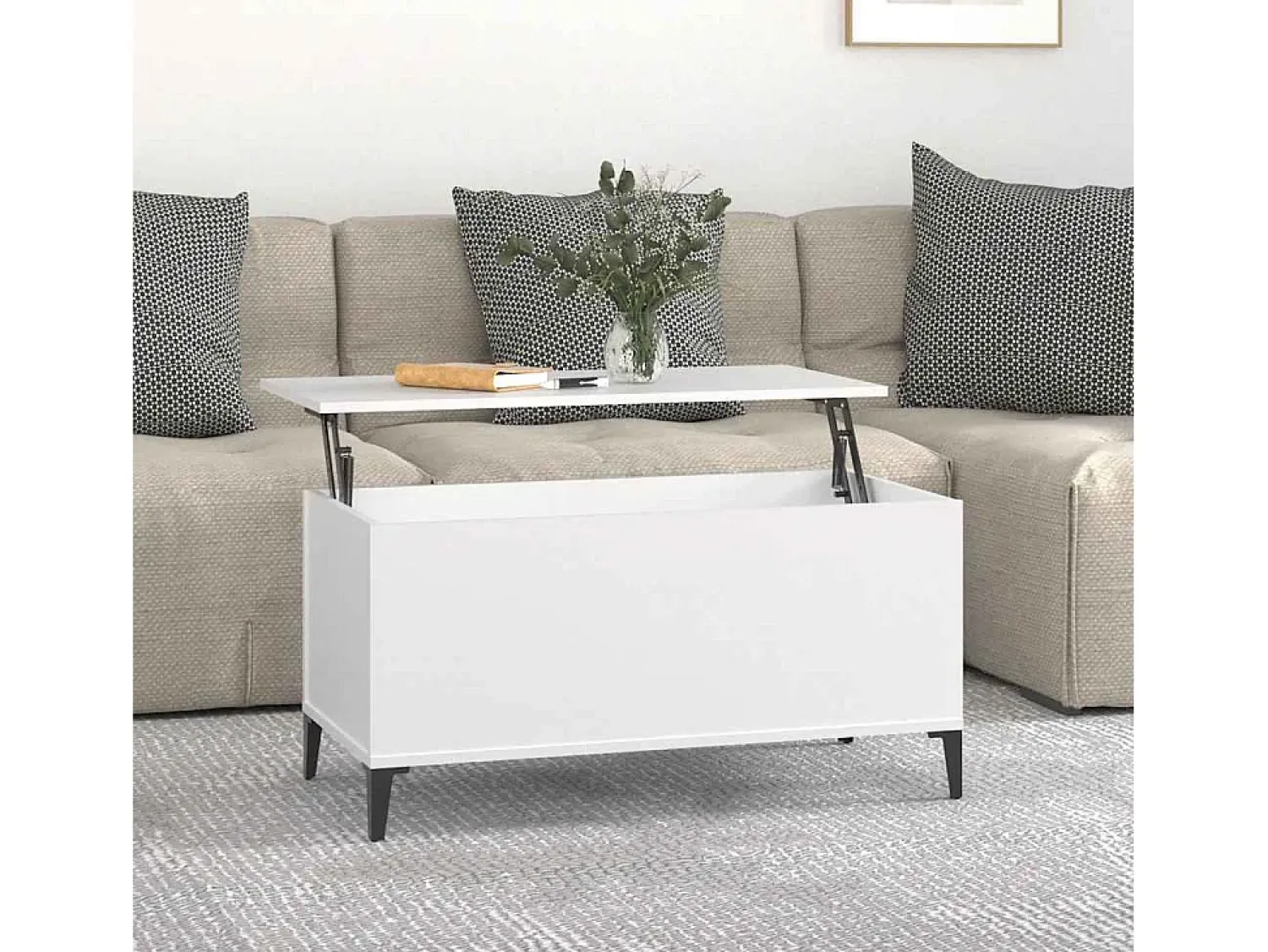 Mesa De Centro* Mesa de centro | Mesa de apoio 90x44.5x45 cm derivados de madeira Branco