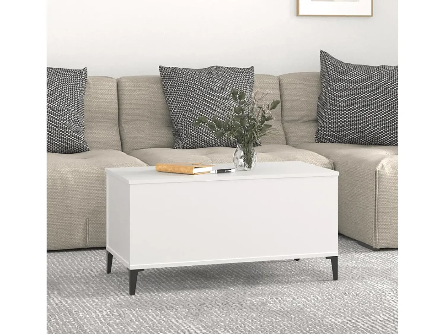Mesa De Centro* Mesa de centro | Mesa de apoio 90x44.5x45 cm derivados de madeira Branco
